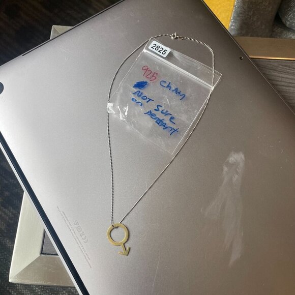 925 Sterling Silver Beaded Chain Male Gender Mars Symbol Necklace - Picture 7 of 7